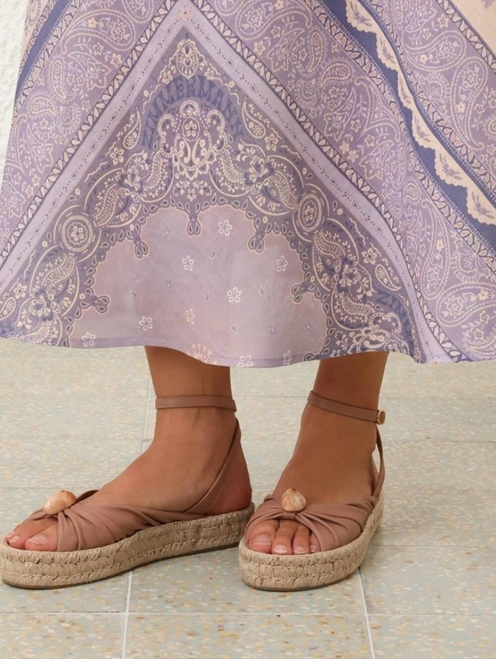 Zimmermann Gleam Gathered Espadrille Sandals Beige Biscuit Pebble Detail EU 41 - Picture 2 of 16